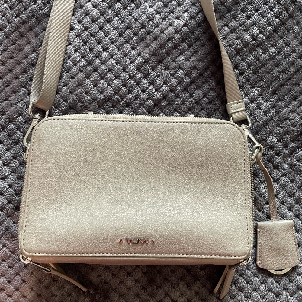 Tumi Cream Crossbody Bag with Adjustable Strap